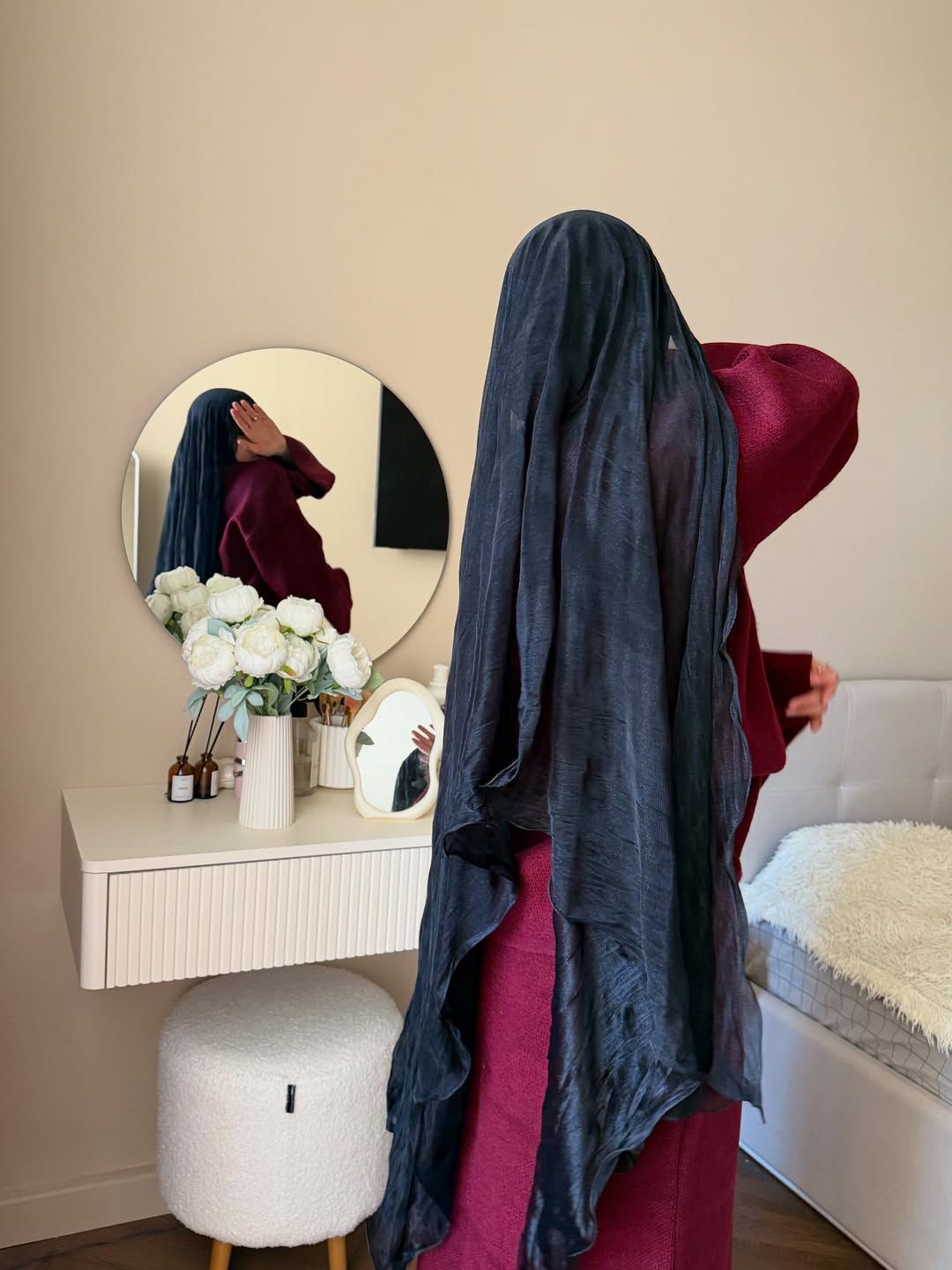 Midnight Blue Shimmer Chiffon Hijab