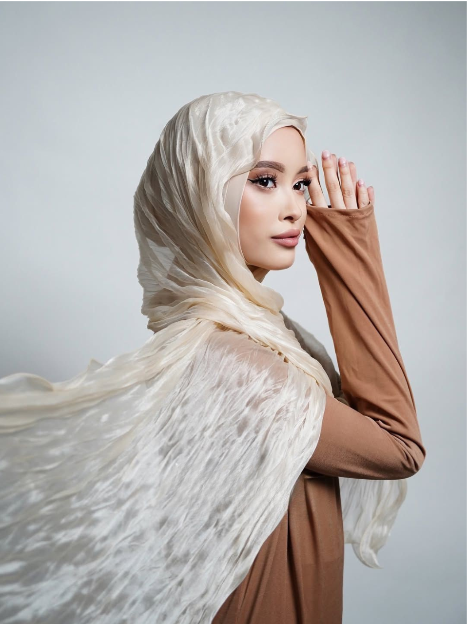 Mushroom Taupe Shimmer Chiffon Hijab