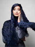 Midnight Blue Shimmer Chiffon Hijab